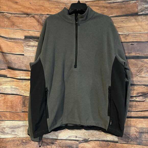 Eddie Bauer Men XL 1/4 Zip Fleece Pullover Jacket Gray Black Activewear Polartec - Picture 1 of 7